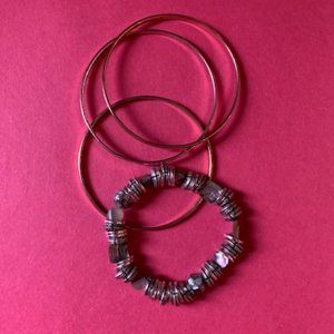 Chico's silver and stone bracelet and three gold color bangles